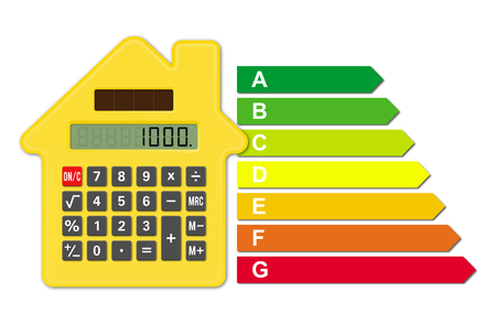 Calculator House, concept investment, energy labelの写真素材