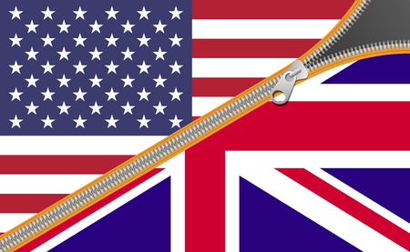 Flags of United States of America and Great Britain, alliance conceptの写真素材