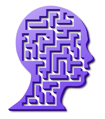 Silhouette of a girl's head, mind maze, 3d labyrinthの写真素材