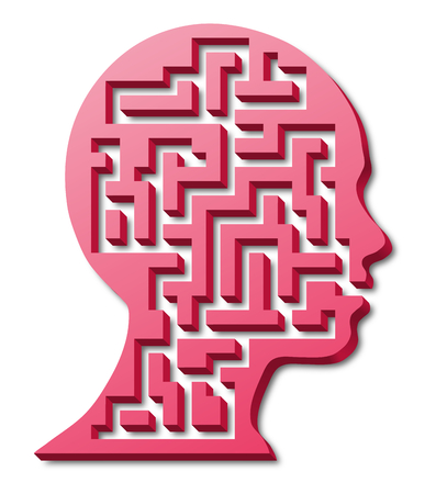 Silhouette of a girl's head, mind maze, 3d labyrinthの写真素材
