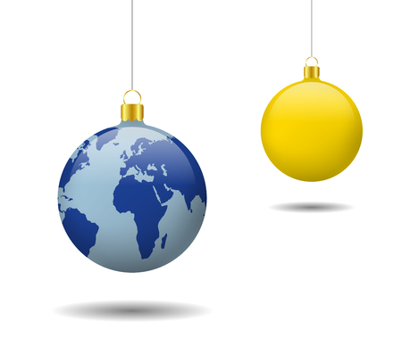 Abstarct christmas ball, earth planet world globe map and moonの写真素材
