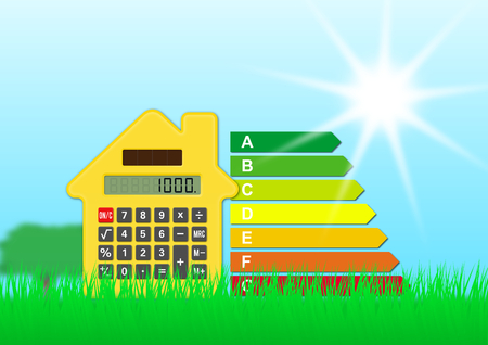 Calculator House, concept investment, energy labelの写真素材