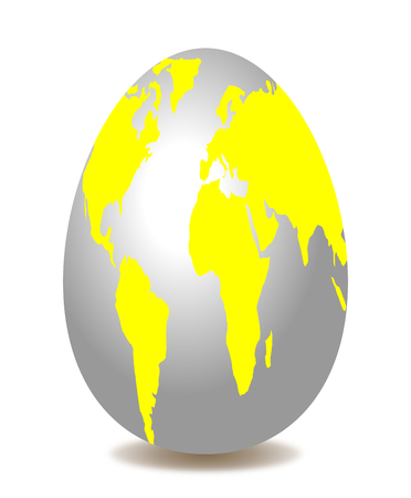 Abstract Easter egg as globe, world mapの写真素材