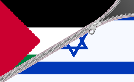 Flags of Palestine and Israel, alliance conceptの写真素材