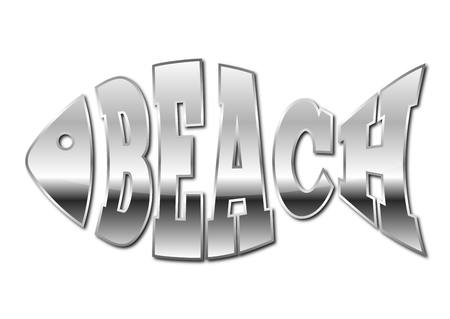 Abstract fish, metallic chrome style text beach, travel and holidayの写真素材