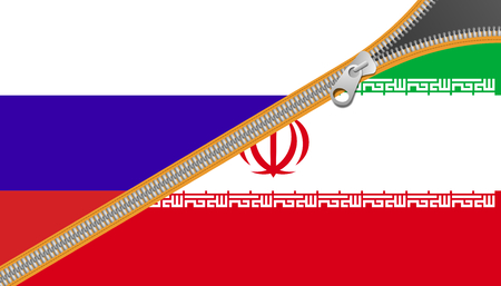 Flags of Russia and Iran, alliance conceptの写真素材