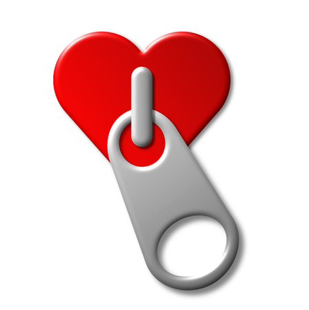 Love zip red heart, abstract 3d illustrationの写真素材