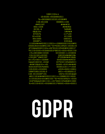 European GDPR, silhouette padlock source codeのイラスト素材