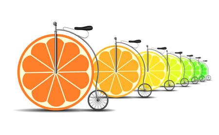 Retro citrus bicycle, abstract illustrationの写真素材
