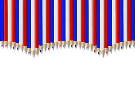 Colored pencils on white paper, illustration realistic backgroundの写真素材