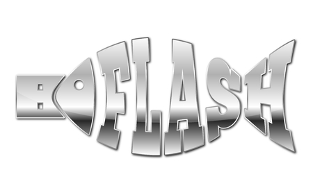 USB flash drive, metallic chrome style text fishの写真素材