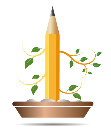 Pencil like a bonsai, concept acology, recycleの写真素材