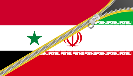 Flags of Syria and Iran, alliance conceptの写真素材