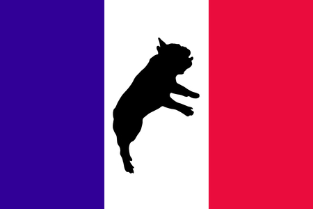 Silhouette of a French bulldog jump and Flag of Franceのイラスト素材
