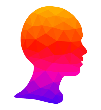 Low polygonal silhouette head girl, colorful vector illustrationのイラスト素材