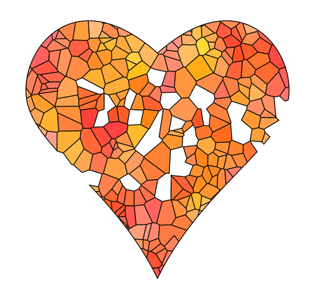 Low polygonal illustration, broken heart, vector white backgroundのイラスト素材