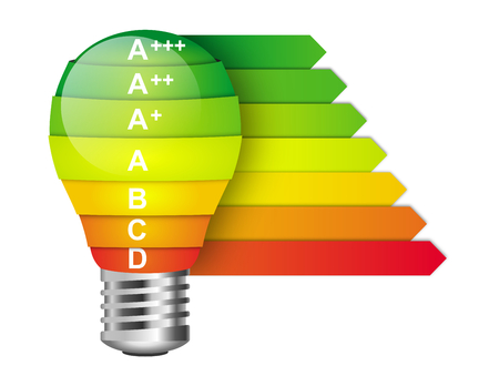 LED bulb and energy label, economy technologyの写真素材