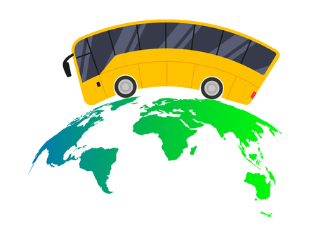 Trvel bus illustration in globe, speed motionのイラスト素材