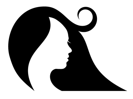 Beautiful girl head silhouette, logo beauty salonのイラスト素材