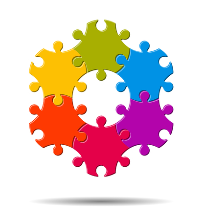 Puzzle shape hexagon, business model, concept teamworkのイラスト素材