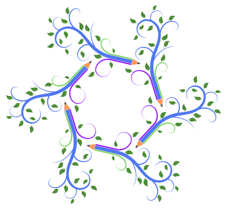Pencil like a tree, rotate pattern, concept acologyのイラスト素材