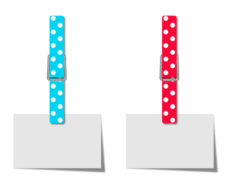 Paper notes with colorful clothes peg, isolated illustrationの写真素材