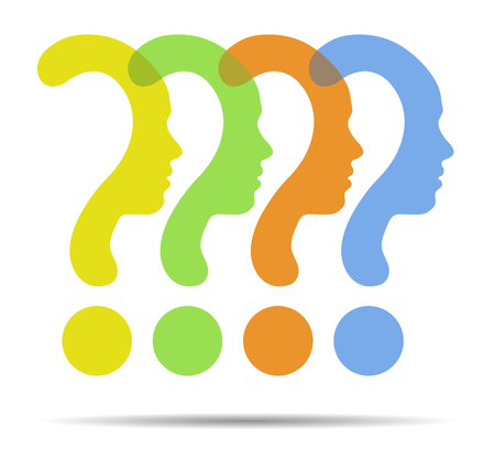 Colorful Question mark symbol silhouette of a girlのイラスト素材