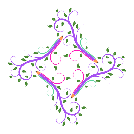 Pencil like a tree, rotate pattern, concept acologyのイラスト素材