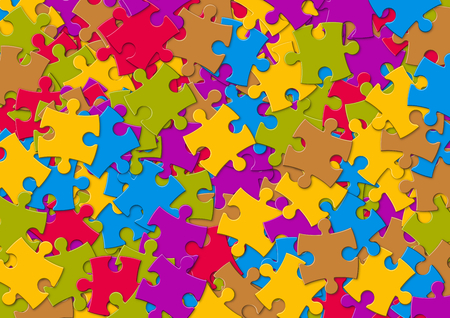 Colorful illustration scattered chaotic puzzleの写真素材