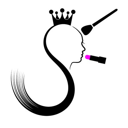 Silhouette of girl head, Beauty Queenのイラスト素材