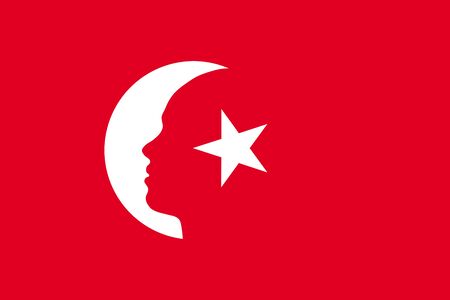 Abstract flag of Turkey, beautiful girl silhouette as moonのイラスト素材