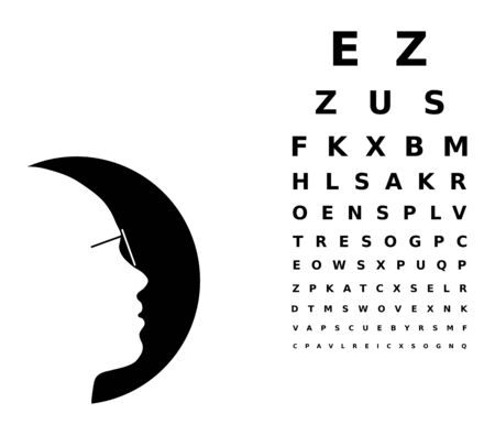Beautiful girl silhouette as moon, medical examination and concept perfect visionのイラスト素材