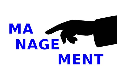 Pointing finger at text management, vector illustrationのイラスト素材