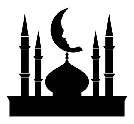 Beautiful girl silhouette as moon and mosqueのイラスト素材