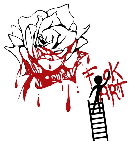 Abstract destruction art, painted roseのイラスト素材