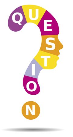 Colorful Question mark symbol silhouette of a girl and textのイラスト素材