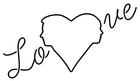 Heart silhouette of boy and girlのイラスト素材