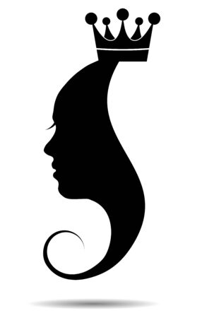 Silhouette of girl head, Beauty Queenのイラスト素材