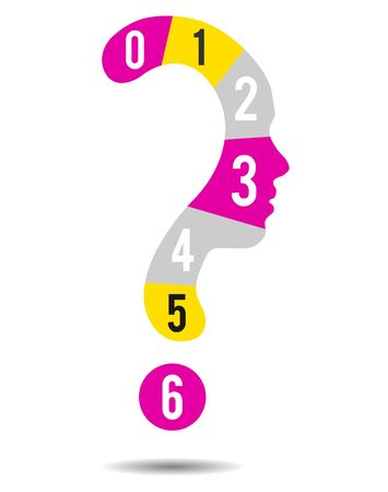 Colorful Question mark symbol silhouette of a girl and numbersのイラスト素材