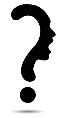 Question mark symbol silhouette of a girl, communication or shriekのイラスト素材