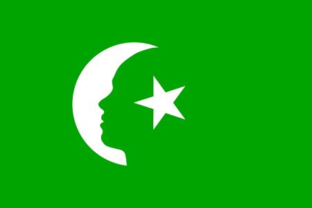 Abstract flag of Islam, beautiful girl silhouette as moonのイラスト素材