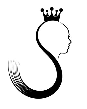 Silhouette of girl head, Beauty Queenのイラスト素材