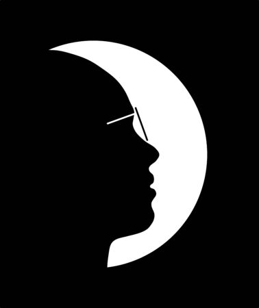 Beautiful girl silhouette as moon, medical examination and concept perfect visionのイラスト素材