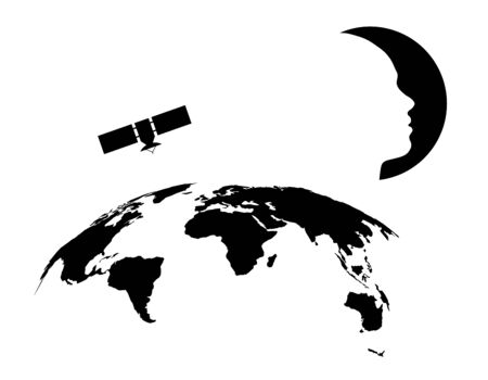 Beautiful girl silhouette as moon and globeのイラスト素材