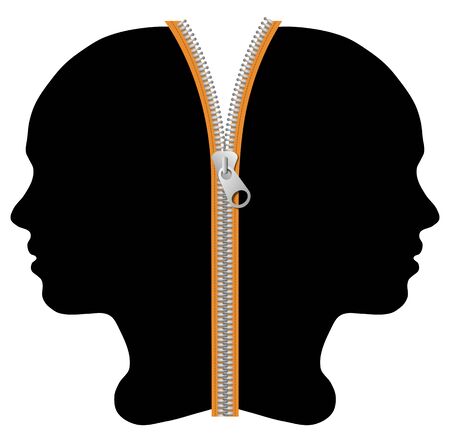 Girl silhouette and zip, illustrationの写真素材