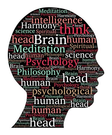 Silhouette of human head and psychology text, vector illustrationのイラスト素材