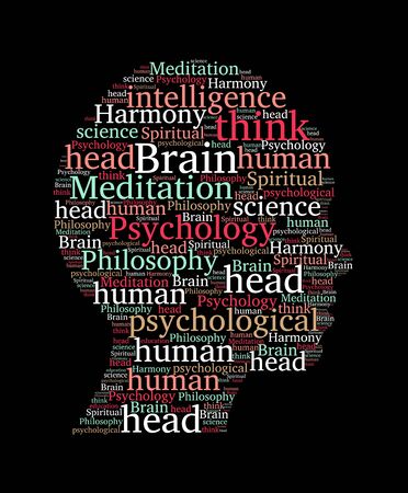 Silhouette of human head and psychology text, vector illustrationのイラスト素材