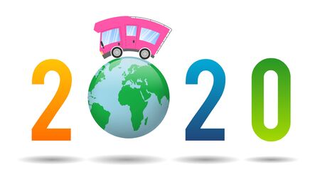 2020 Happy New Year,caravan car confort travel on holidayの写真素材