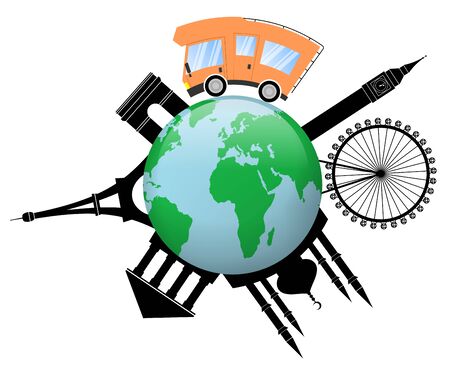 Travel to World, Global traveling concept, globe illustrationの写真素材