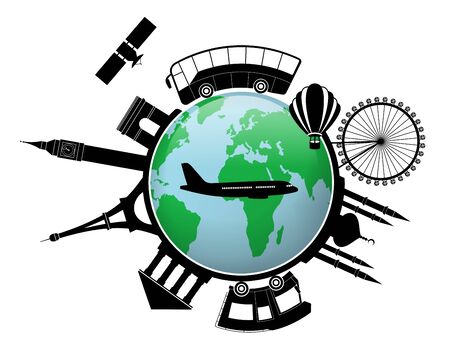 Travel to World, Global traveling concept, globe illustrationの写真素材